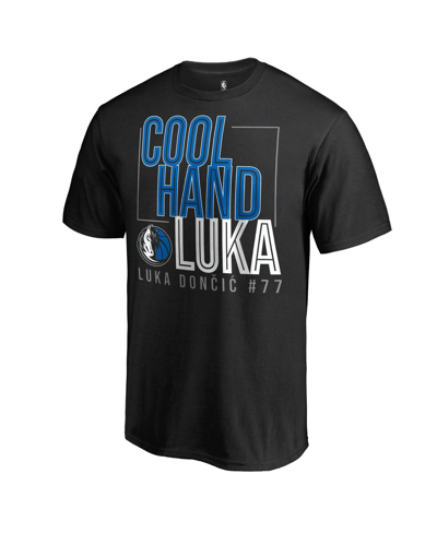 Shop Fanatics Men's  Luka Doncic Black Dallas Mavericks Cool Hand T-shirt