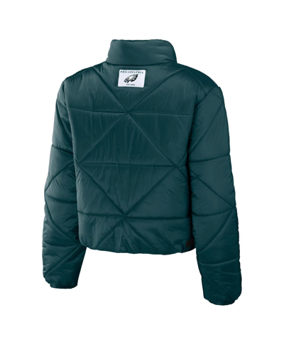 Shop Wear By Erin Andrews Women's  Midnight Green Philadelphia Eagles Cropped Puffer Full-zip Jacket