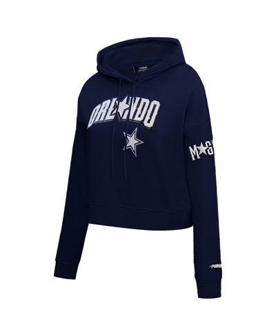 Shop Pro Standard Women's  Navy Orlando Magic 2023/24 City Edition Cropped Pullover Hoodie