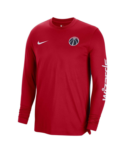 Shop Nike Men's And Women's  Red Washington Wizards 2023/24â Authentic Pregame Long Sleeve Shooting T-shir