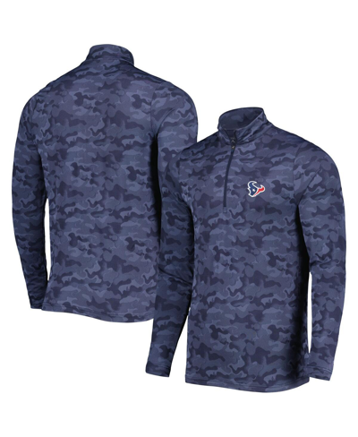 Shop Antigua Men's  Navy Houston Texans Brigade Quarter-zip Sweatshirt