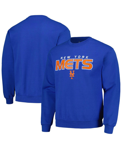 Shop Stitches Men's  Royal New York Mets Pullover Sweatshirt