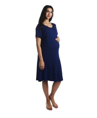 Shop Everly Grey Women's  Rosa Maternity/nursing Hospital Gown In Denim Blue