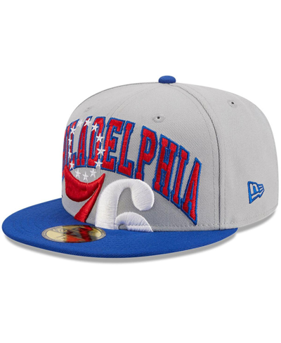 New Era Men's  Gray, Royal Philadelphia 76ers Tip-off Two-tone 59fifty Fitted Hat In Gray,royal