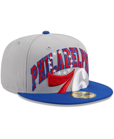 New Era Men's  Gray, Royal Philadelphia 76ers Tip-off Two-tone 59fifty Fitted Hat In Gray,royal