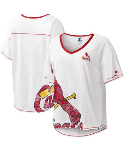 Shop Starter Women's  White St. Louis Cardinals Perfect Game V-neck T-shirt