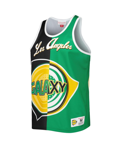 Shop Mitchell & Ness Men's  Black, Green La Galaxy Sublimated Split Logo Tank Top In Black,green