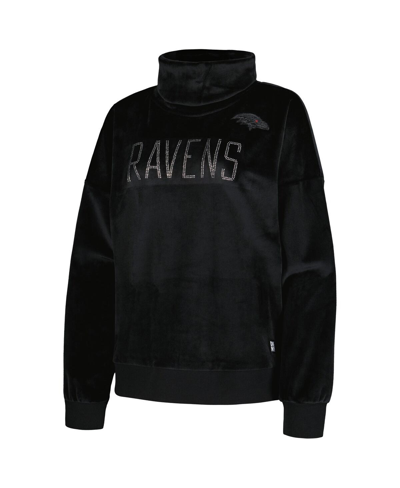 Shop Dkny Women's  Sport Black Baltimore Ravens Deliliah Rhinestone Funnel Neck Pullover Sweatshirt