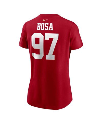 Nike Women's  Nick Bosa Scarlet San Francisco 49ers Super Bowl Lviii Patch Player Name And Number T-s In Scarlet