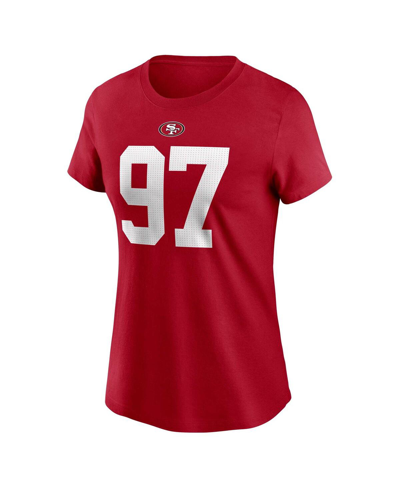 Nike Women's  Nick Bosa Scarlet San Francisco 49ers Super Bowl Lviii Patch Player Name And Number T-s In Scarlet