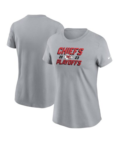 Shop Nike Women's  Gray Kansas City Chiefs 2023 Nfl Playoffs Iconic T-shirt