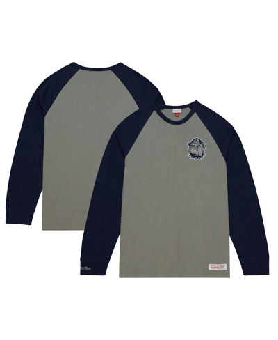 Shop Mitchell & Ness Men's  Gray Georgetown Hoyas Legendary Slub Raglan Long Sleeve T-shirt