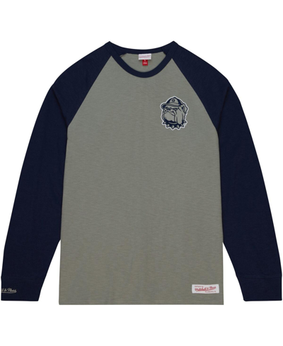 Shop Mitchell & Ness Men's  Gray Georgetown Hoyas Legendary Slub Raglan Long Sleeve T-shirt