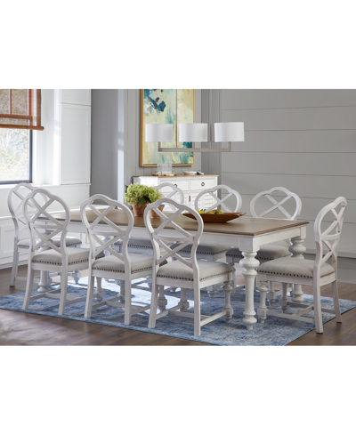 Shop Macy's Mandeville 9pc Dining Set (rectangular Table + 8 X-back Chairs) In White