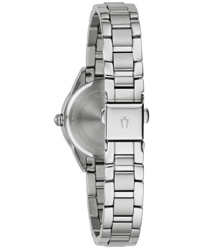 Shop Bulova Women's Sutton Diamond Accent Stainless Steel Bracelet Watch 28mm In Silver-tone