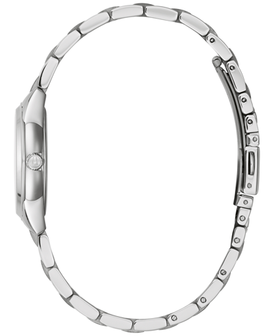 Shop Bulova Women's Sutton Diamond Accent Stainless Steel Bracelet Watch 28mm In Silver-tone