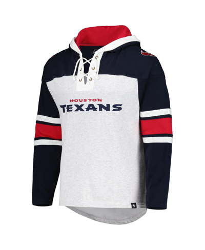Shop 47 Brand Men's ' Houston Texans Heather Gray Gridiron Lace-up Pullover Hoodie