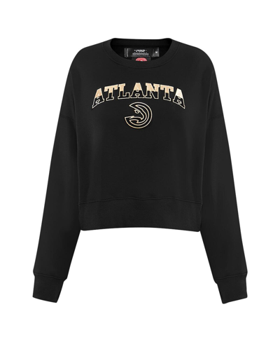 Shop Pro Standard Women's  Black Atlanta Hawks Glam Cropped Pullover Sweatshirt