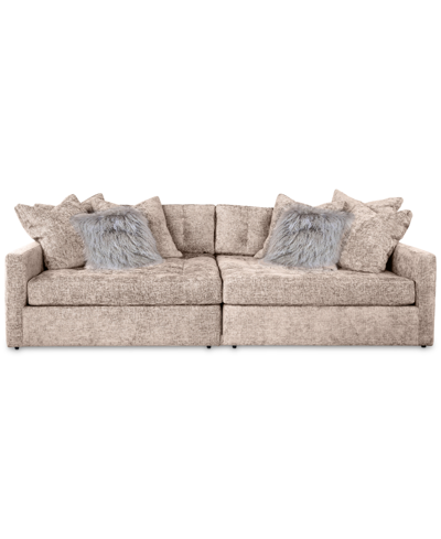 Shop Macy's Pherie 110" 2-pc. Fabric Double Cuddler Sectional, Created For  In Ash