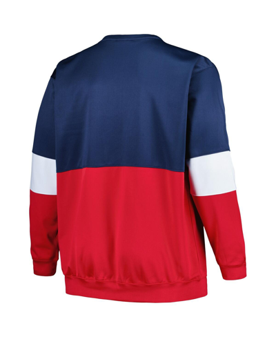 Shop Fanatics Men's  Navy, Red New Orleans Pelicans Big And Tall Split Pullover Sweatshirt In Navy,red