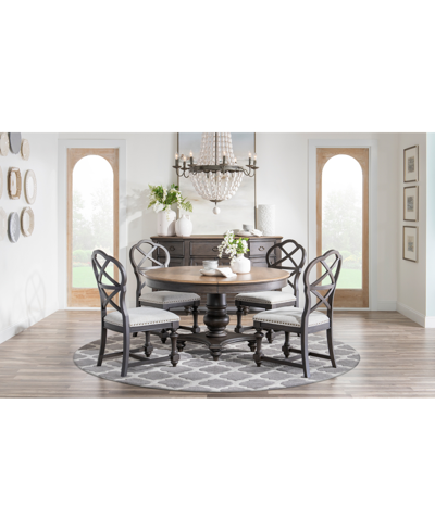 Macy's Mandeville 5 Pc. Dining Set (round Table & 4 X-back Chairs) In Brown