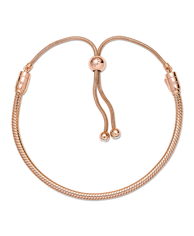 Pandora Moments Cubic Zirconia Snake Chain Slider Bracelet In Rose Gold
