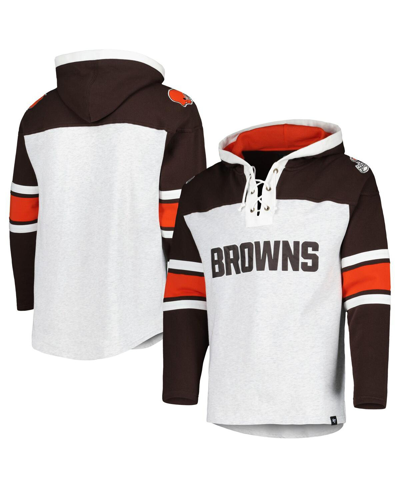 Shop 47 Brand Men's ' Cleveland Browns Heather Gray Gridiron Lace-up Pullover Hoodie