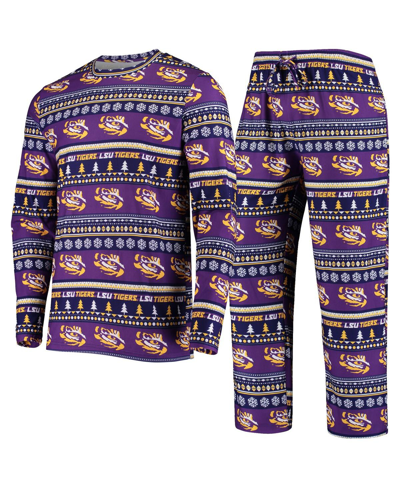 Concepts Sport Purple Lsu Tigers Ugly Sweater Knit Long Sleeve Top And Pant Set In Purple