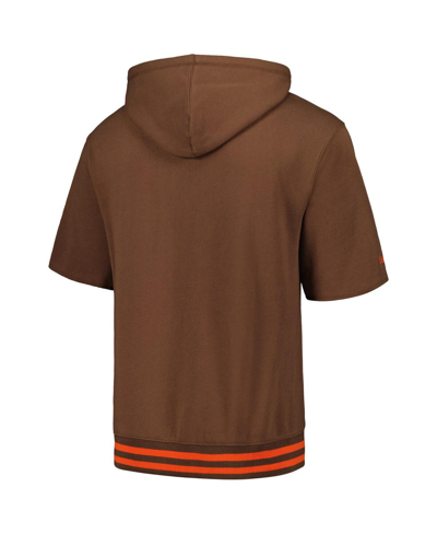 Shop Mitchell & Ness Men's  Brown Cleveland Browns Pre-game Short Sleeve Pullover Hoodie