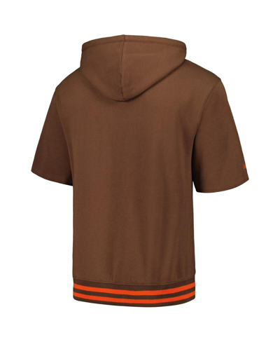 Mitchell & Ness Men's  Brown Cleveland Browns Pre-game Short Sleeve Pullover Hoodie In Brown
