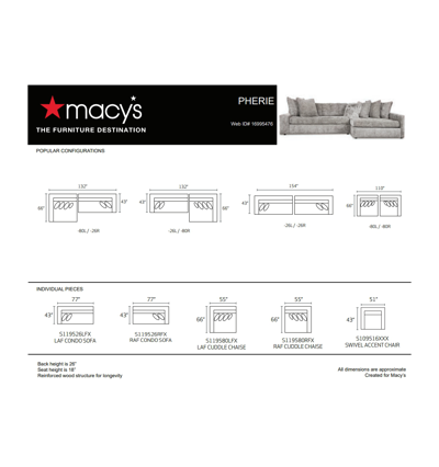 Macy's Pherie 131" 2-pc. Fabric Sectional With Cuddler, Created For  In Ash