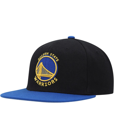 Mitchell & Ness Men's  Black, Royal Golden State Warriors Side Core 2.0 Snapback Hat In Black,royal