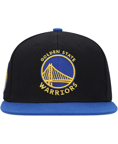 Mitchell & Ness Men's  Black, Royal Golden State Warriors Side Core 2.0 Snapback Hat In Black,royal