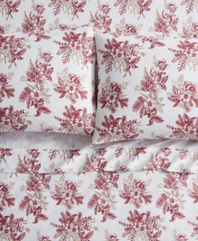 Shop Tahari Home Toile 100 Cotton Flannel Sheet Sets In Red
