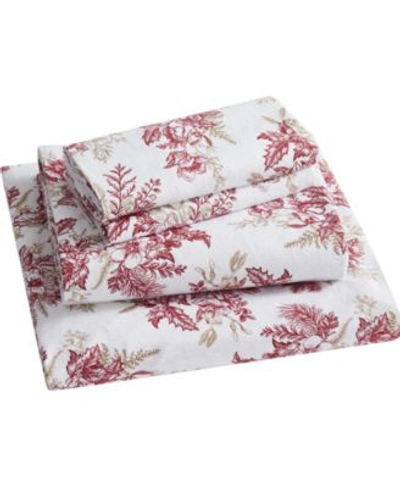 Tahari Home Toile 100 Cotton Flannel Sheet Sets In Red