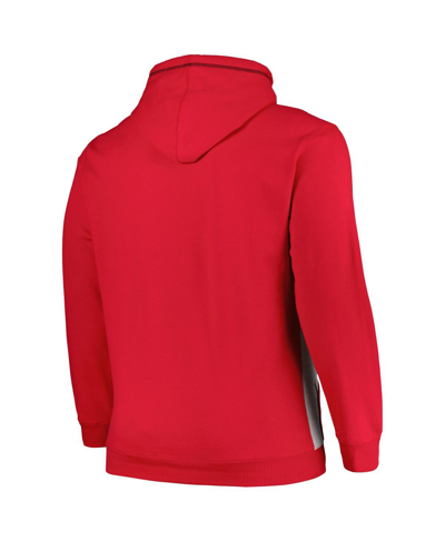 Fanatics Men's  Red, Heather Gray Chicago Bulls Big And Tall Contrast Pieced Stitched Full-zip Hoodie In Red,heather Gray