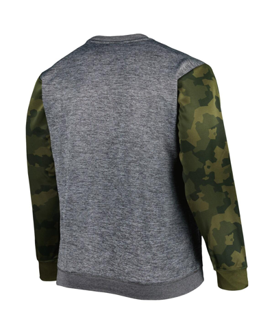 Shop Fanatics Men's  Heather Charcoal Philadelphia 76ers Big And Tall Camo Stitched Sweatshirt