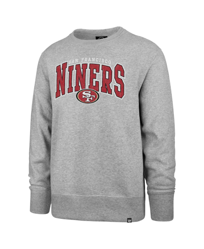 Shop 47 Brand Men's ' Gray Distressed San Francisco 49ers Varsity Block Headline Pullover Sweatshirt