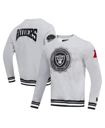 Shop Pro Standard Men's  Heather Gray Las Vegas Raiders Crest Emblem Pullover Sweatshirt