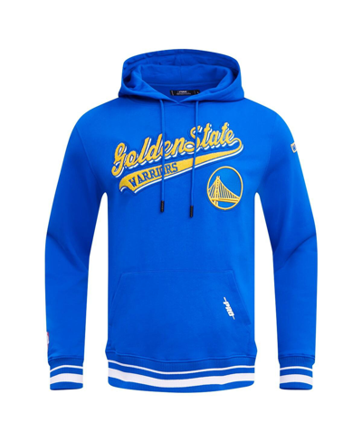 Shop Pro Standard Men's  Royal Golden State Warriors Script Tail Pullover Hoodie