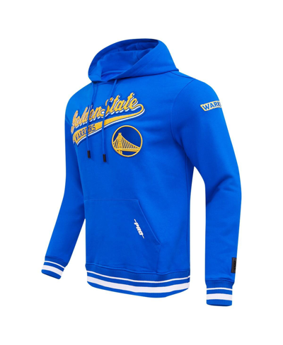 Shop Pro Standard Men's  Royal Golden State Warriors Script Tail Pullover Hoodie