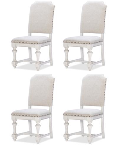 Shop Macy's Mandeville 4pc Upholstered Chair Set In White