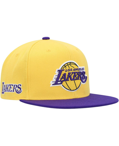 Mitchell & Ness Men's  Gold, Purple Los Angeles Lakers Side Core 2.0 Snapback Hat In Gold,purple