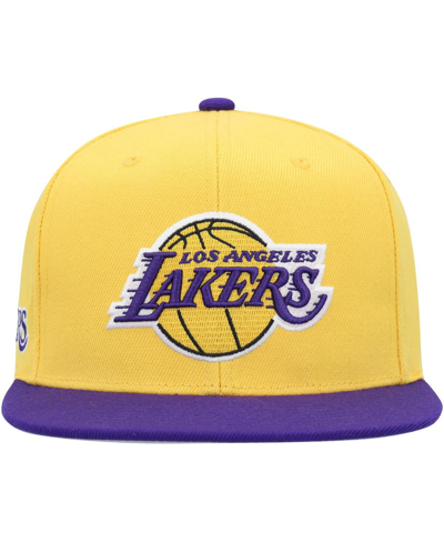 Mitchell & Ness Men's  Gold, Purple Los Angeles Lakers Side Core 2.0 Snapback Hat In Gold,purple