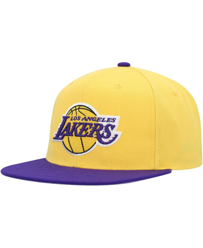 Mitchell & Ness Men's  Gold, Purple Los Angeles Lakers Side Core 2.0 Snapback Hat In Gold,purple
