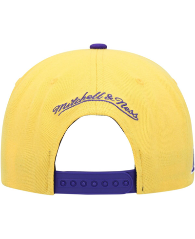 Mitchell & Ness Men's  Gold, Purple Los Angeles Lakers Side Core 2.0 Snapback Hat In Gold,purple