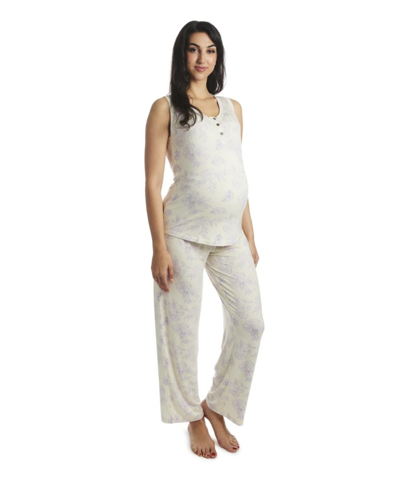 Shop Everly Grey Women's  Joy Tank & Pants Maternity/nursing Pajama Set In Bali