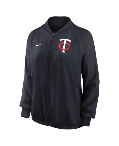 Nike Women's  Minnesota Twins Navy Authentic Collection Team Raglan Performance Full-zip Jacket In Navy