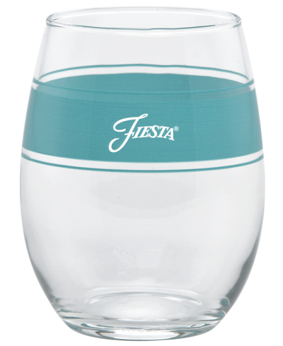 Fiesta Coastal Blues Frame 15-ounce Stemless Wine Glass Set Of 4 In Turquoise,lapis,mulberry And White