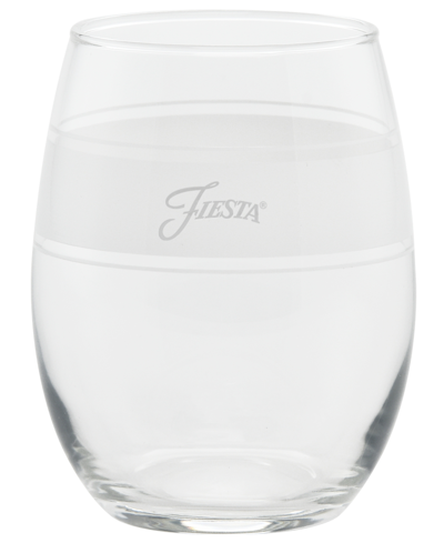 Fiesta Coastal Blues Frame 15-ounce Stemless Wine Glass Set Of 4 In Turquoise,lapis,mulberry And White